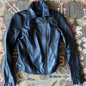 Real leather Trouve black moto jacket